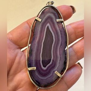 Large Purple Agate Slice Pendant